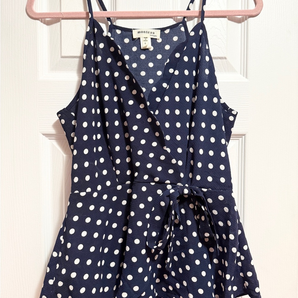Monteau Navy Polka Dot Camisole